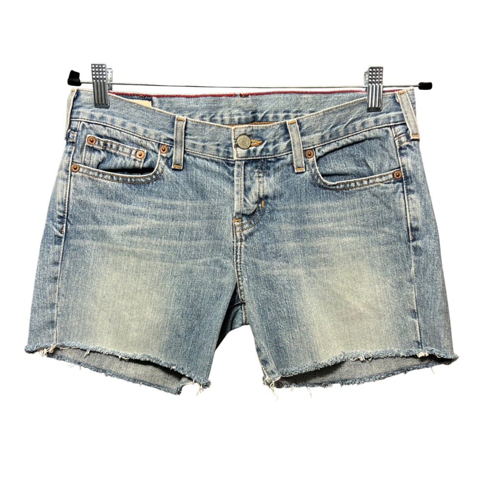 Vintage Abercrombie & Fitch Denim Shorts 4R Button‎ Fly Made in USA Raw Hem Y2K